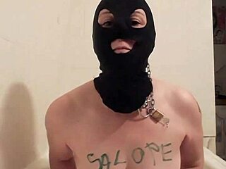 French slave masturbates intensely in BDSM session!