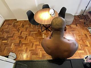 Cleo Cadillac Buried by Big Black Cock in Kitchen!