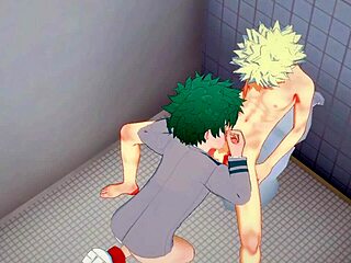 我的英雄学院 Yaoi Midoriya 和 Bakugou 在激烈动作