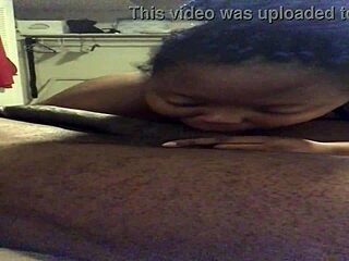 In a homemade scene, the crazy homeless amateur sucks dizzick's cock on the bed