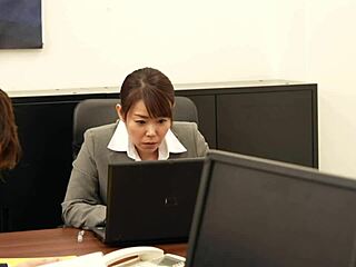 She says, 'Dive into my pussy, bitch, and make me squirt all over the office.' Emiko Sugioka, the Asian boss, sucks hard.
