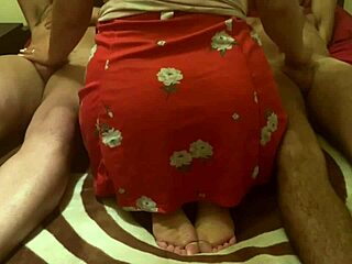 Amateur threesome shares hot blonde wife with friend in bed