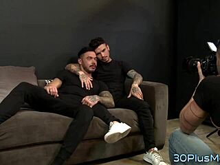 Intense gay bears engage in hardcore 3way fucking with handjobs and facials