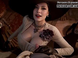 Resident Evil Lady Dimitrescu Cosplay’i Sansürsüz Hentai AI Mastürbasyon Sahnesinde
