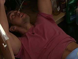 i got so horny watching that plumber and fucked him in the kitchen