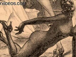 Vintage erotic illustration from antique retro cartoon