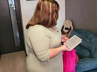 chubby student in short dress sucks cock