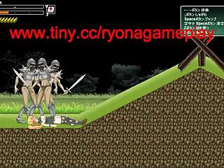 ¡Guau! Rubia hentai linda folla soldados en batalla salvaje del juego