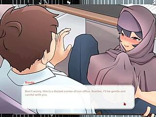 Tsundere Milfin Hentai: Muslim Boss Titjob Under Desk