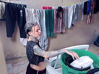 Neighbor Secretly Films Me Washing Clothes Naked in Backyard, I Give Pussy to Him