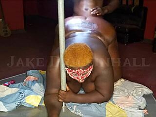 Sexy ebony SSBBW sucking huge cock with cum dripping