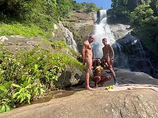 hey, me and my friend took the hot black girl to the waterfall and gave her some fun