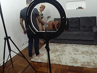 little horny girl in anime hentai orgy backstage