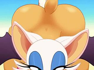 Rouge enjoys anal sex and swallows cum in this game