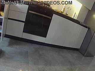 Real cheating wife bangs neighbor in kitchen hentai style 😈