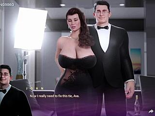 Horny wife gets her big tits fucked in 3D game