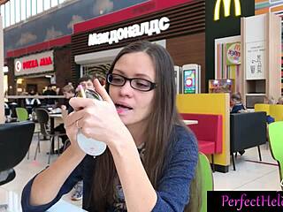 hot girl gives stranger public blowjob and swallows cum at resort