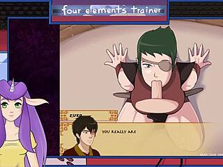 in avatar, the guard gives a blowjob with big tits and facial