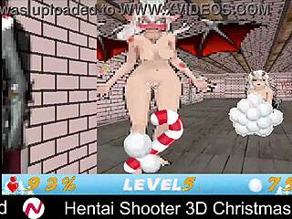 hentai shooter 3d christmas party with big tits and monsters