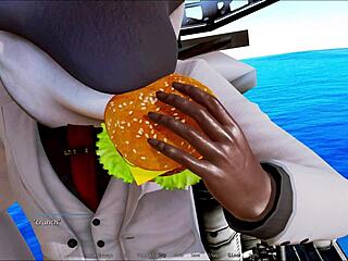 Intense harem action in anime hotel 204.