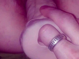 she fingers tight wet pussy while i use gigantic dildo