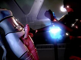 Space handjob with telekinesis on animated cock