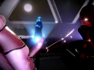 Space handjob with telekinesis on animated cock