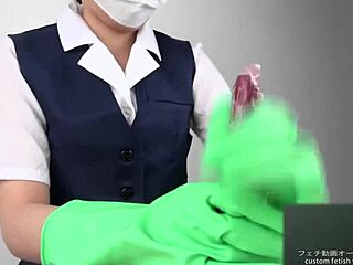 Feel that latex glove stroking your cock