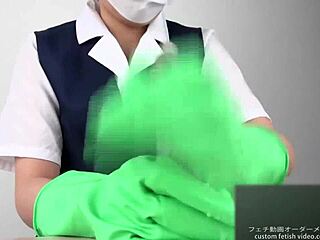 Feel that latex glove stroking your cock