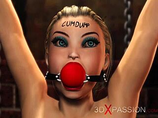 Shaved blonde takes anal sex in basement