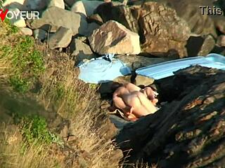 Beach voyeur catches quick outdoor teen fuck
