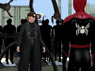 Spider-Man bertarung Dr. Octopus dalam pertarungan jahat sengit