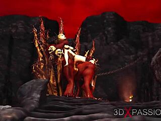 Devil gags super hot girl with monster cock in hell's extreme play.