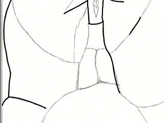 Drawing black big booty bent over in doggy style