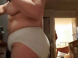 Wife in kitchen in big panties GETS HER TITS SUCKED HARD!