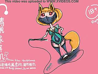 Chinese cutie Alina in ghost father fetish masturbation scene with toys.