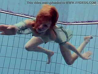 tiny ass in a dress, nastya teases by the pool underwater