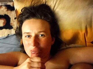 Ukrainian milf rides cock with blowjob and double creampie