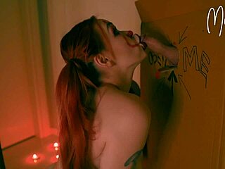 Halloween Stories Unfold with Crazy Redhead at Gloryhole Giving Deepthroat