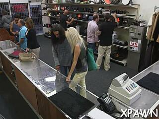 sex is happening in the shop with blowjobs and doggystyle