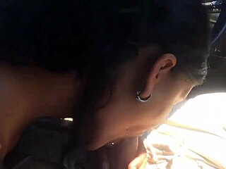 Brunette Hot Wife Sucking A Massive Dick In Her Car With Deepthroat Skills.