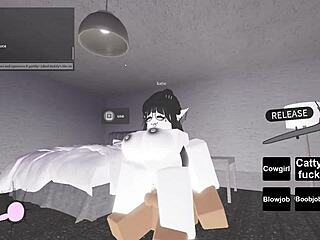 Puta de Roblox monta polla negra grande en acción salvaje