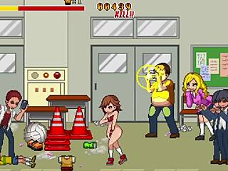 Hentai game with hot teen and classmates in anal sex