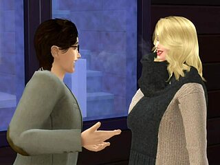 Having coffee with a friend, then he fucks her in the bathroom