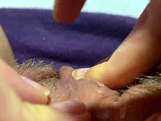 Huge hairy clit rubbed to extreme orgasm in HD close-up POV
