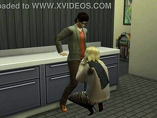 Having coffee with a friend, then he fucks her in the bathroom