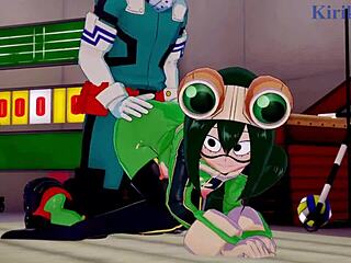 i can’t believe tsuyu asui, mt lady, and izuku midoriya in wild hentai creampie sex