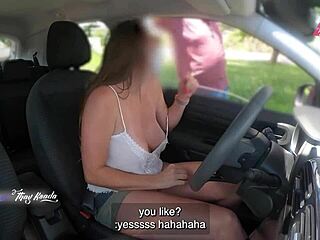 Hot Wife Sucks Stranger's Dick in Car for Explosive Finish