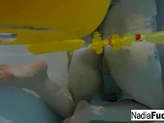 Sexy Nadia Enjoys Solo Bath with Rubber Duckies and Masturbation