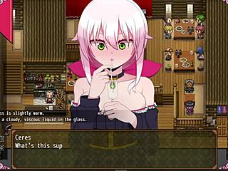 Cute petite Ceres cries on massage chair in hentai game, cock and cum everywhere 😩💦